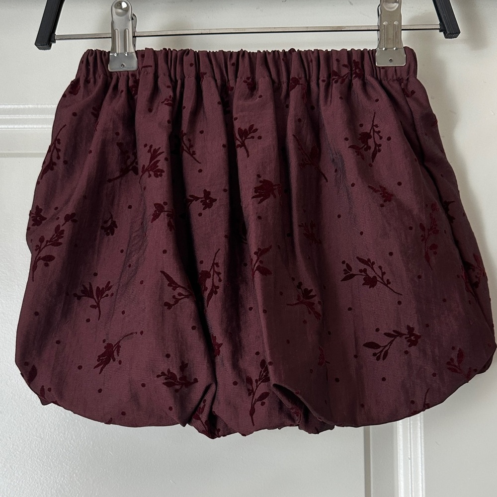 Burgundy Floral Bubble Skirt